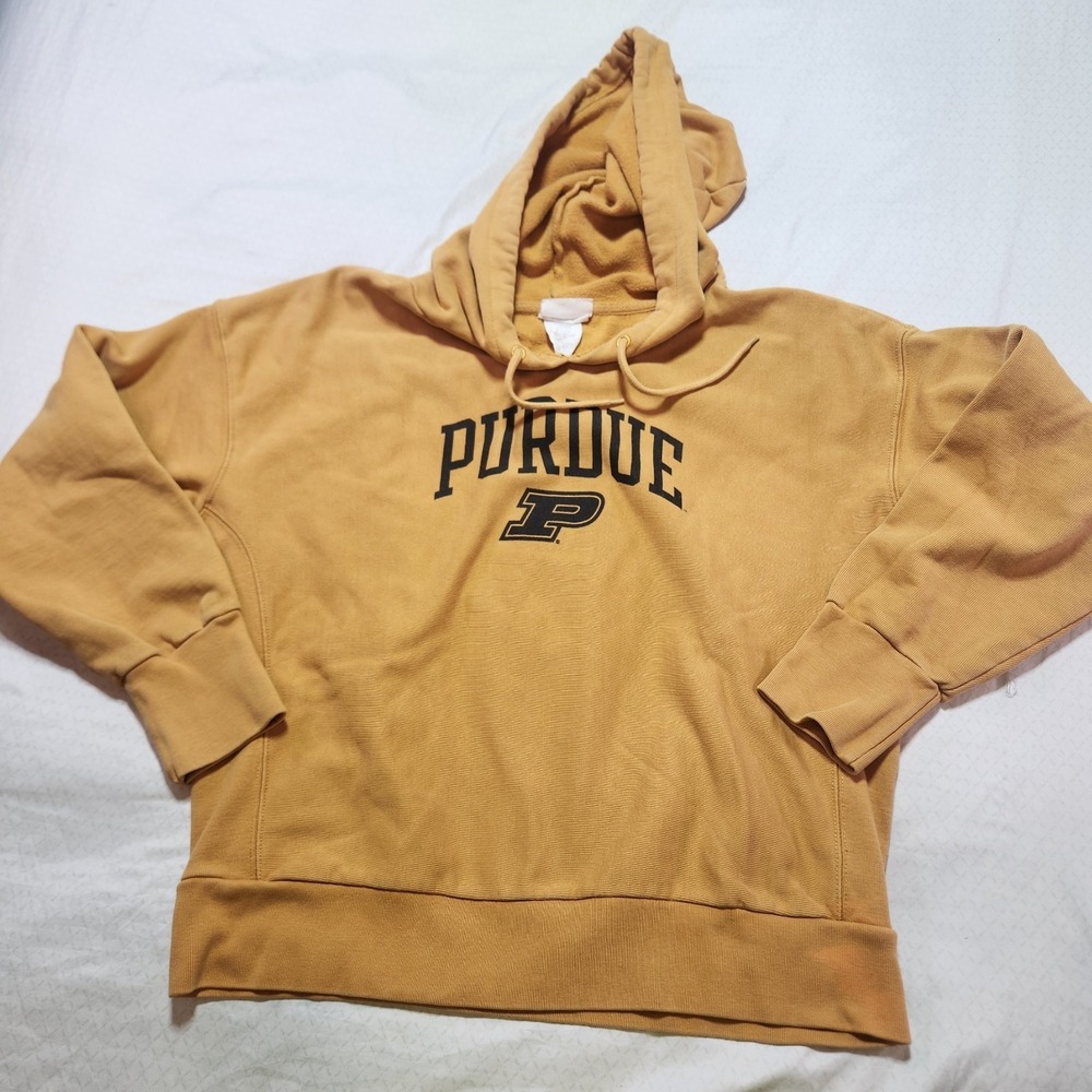 Vintage Purdue Boilermakers Gold Hoodie Sweatshirt Large Reverse Weave Champion